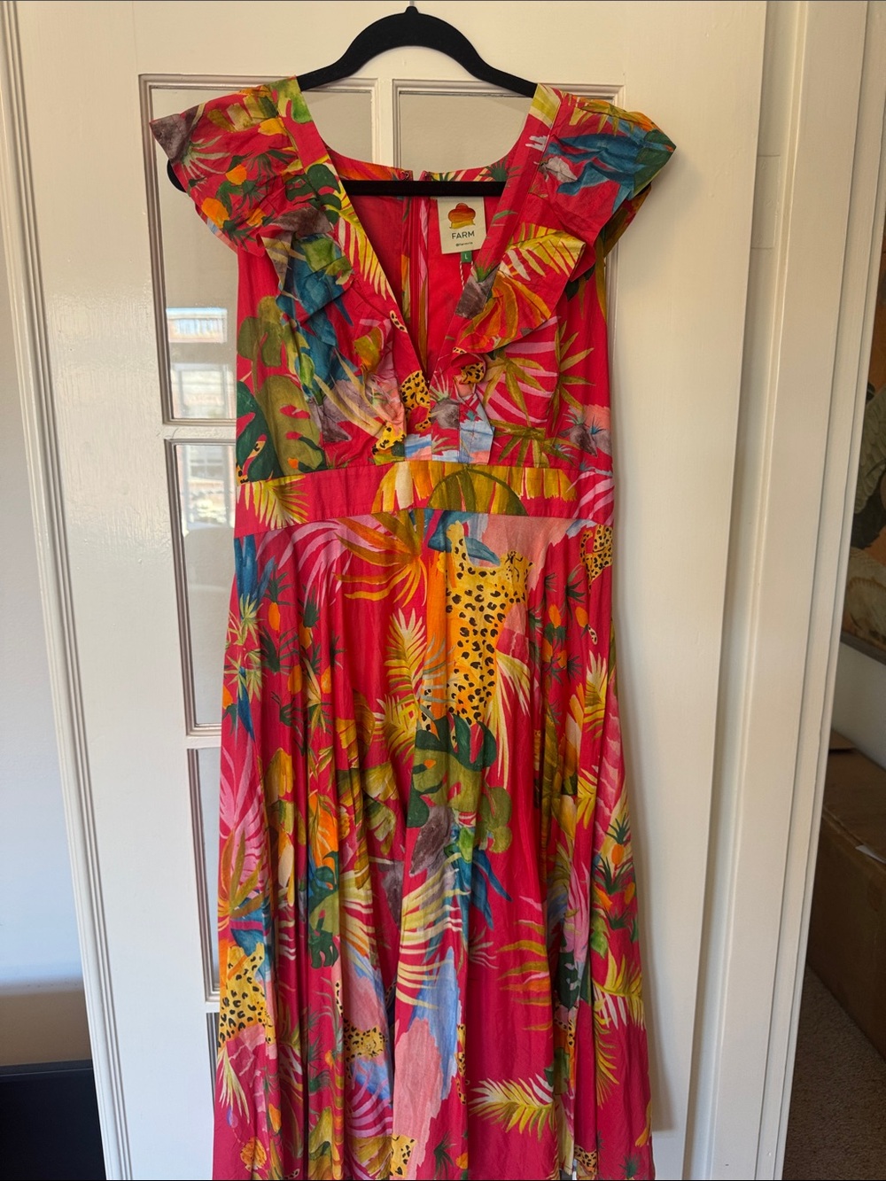 FARM Rio Pink Tropical Maxi Dress with Yellow & Green Accents